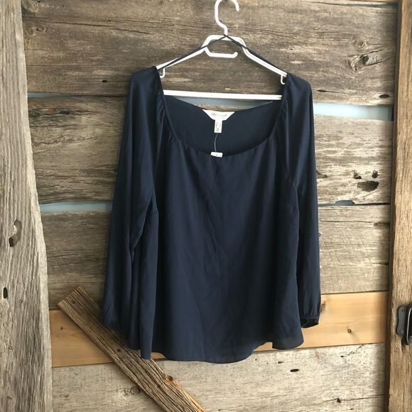 𝅺addition Elle plus size X NWT Navy dual layer blouse - Picture 1 of 6